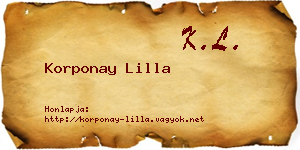 Korponay Lilla névjegykártya